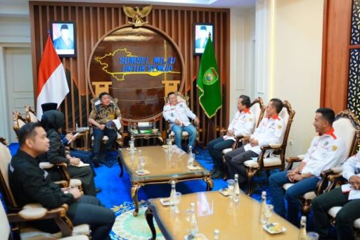 Gubernur Sumsel, Herman Deru saat menerima audiensi Dewan Pimpinan Daerah (DPD) APDESI Merah Putih Sumsel di Kantor Gubernur Sumsel.